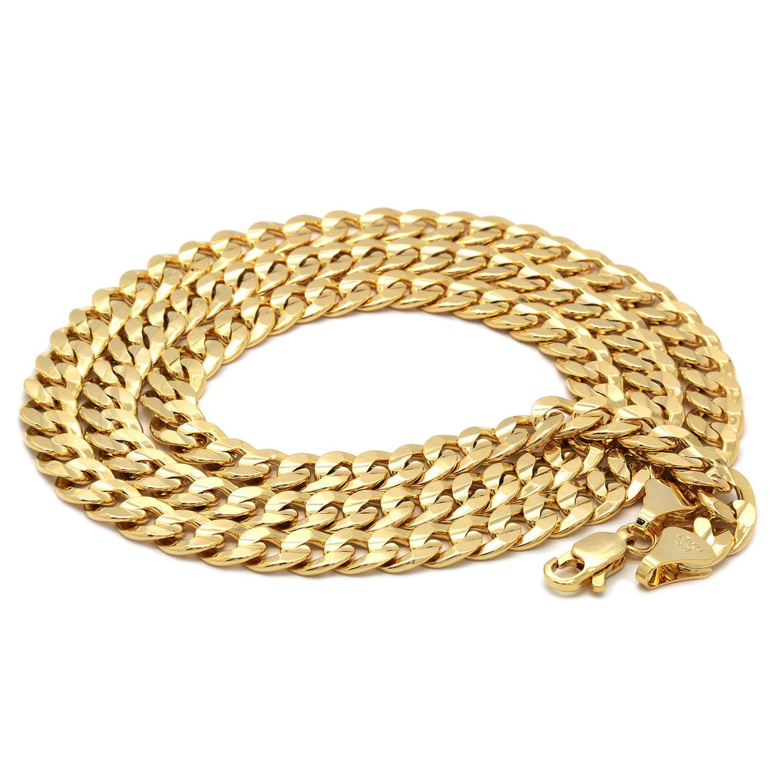 Mens 18k Gold Plated Virgin Mary /Star Pendant 5mm 24″ Cuban Necklace Chain