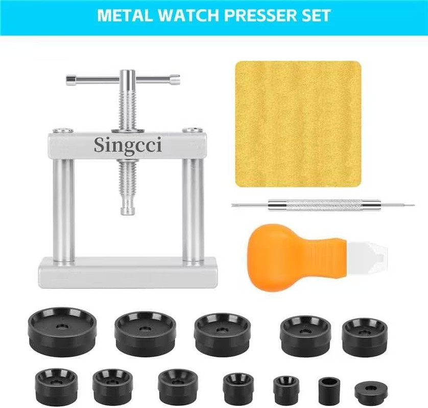 Watch Press Tool Set, Press Set Back Case Closer with 12 Molds, Watch