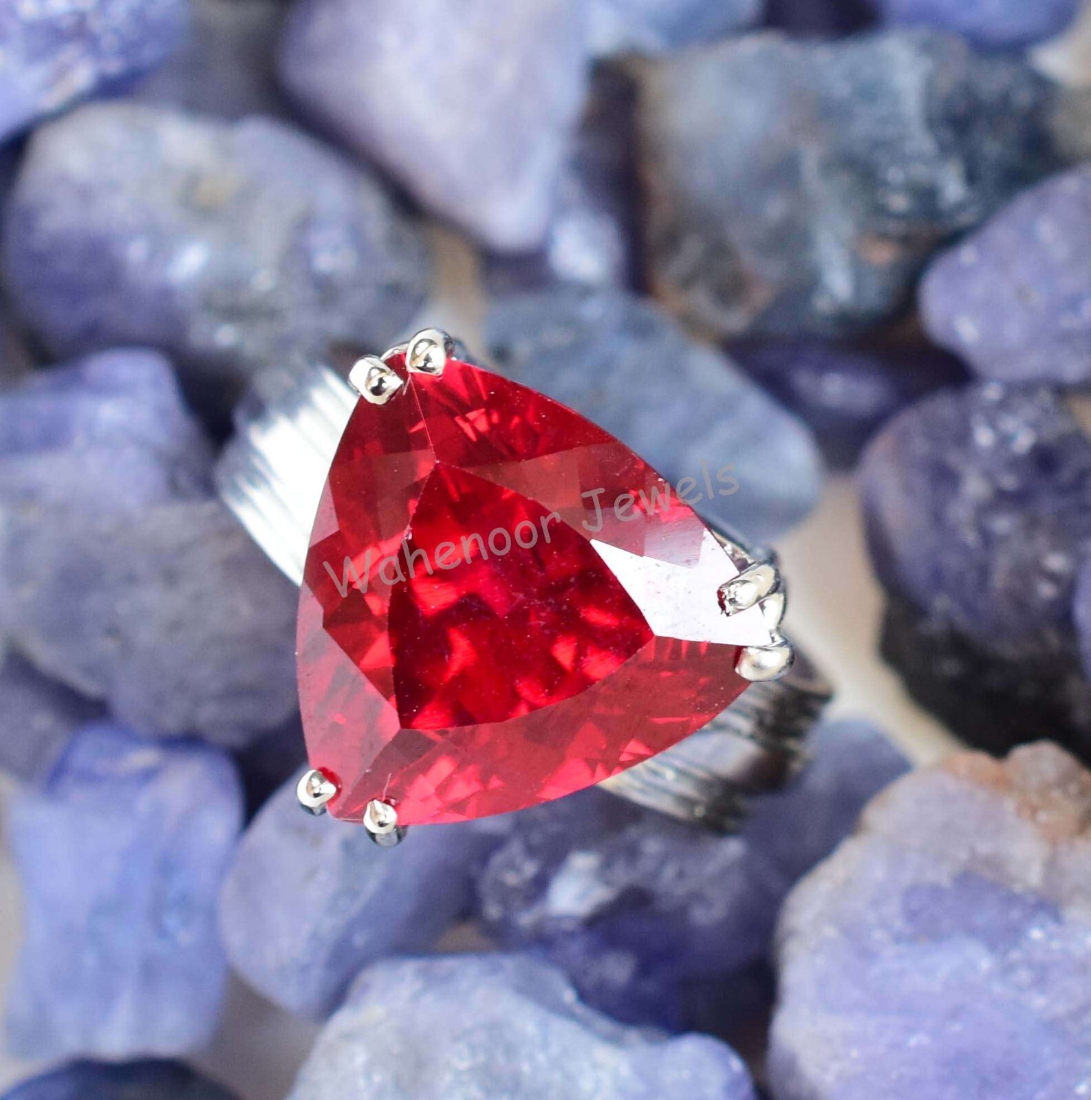 925 Sterling Silver Ring Natural Ruby 15 MM Round Wedding Ring CERTIFIED