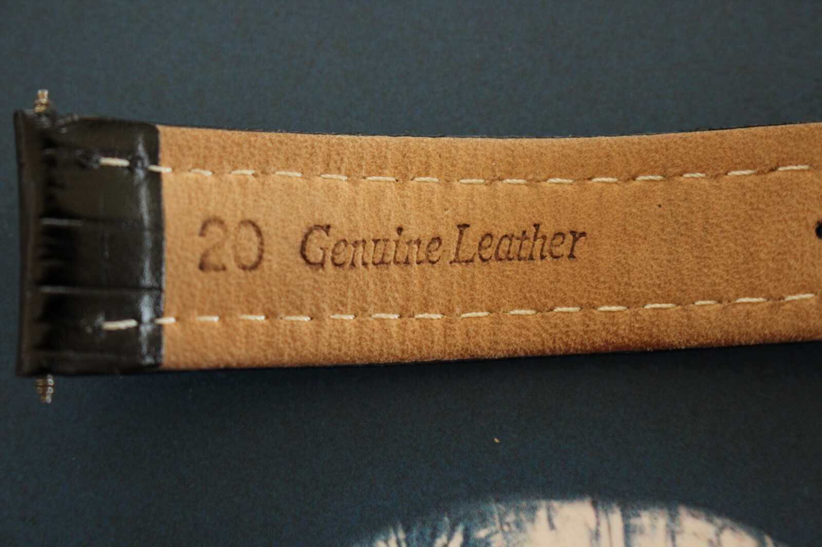VINTAGE 20MM TONGUE BUCKLE BLACK GATOR WATCH BAND WATCHBAND STRAP FOR BREITLING