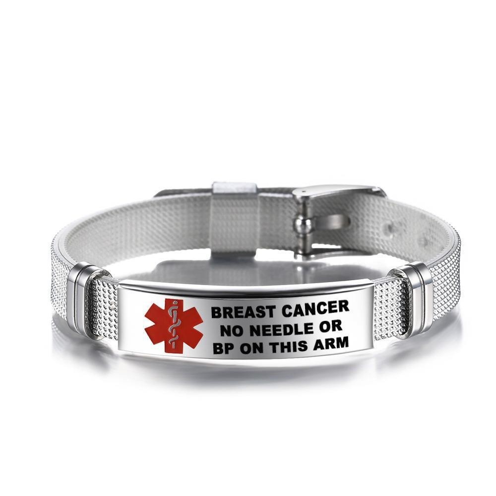 Medical ID Bracelet Stainless Steel Snake Bracelet Silver Emergency Wristband