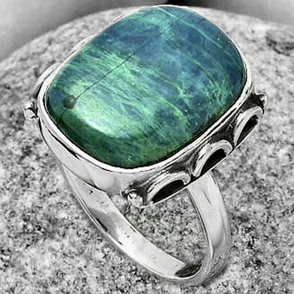 Natural Azurite Chrysocolla 925 Sterling Silver Ring s.8.5 Jewelry R-1198