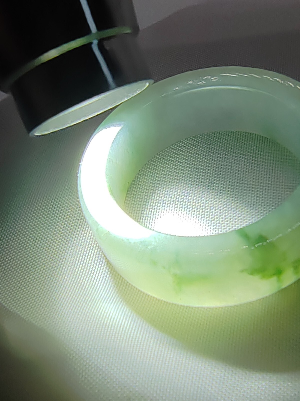 Ice Bluish Green Natural Jadeite Jade Band Ring # US SIZE 13.5 # 22.60mm