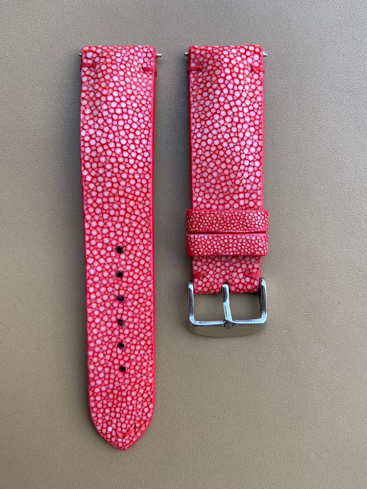 Red Stingray Leather Watch Strap Band, Size 18mm 19mm 20mm 21mm 22mm 24mm 26mm