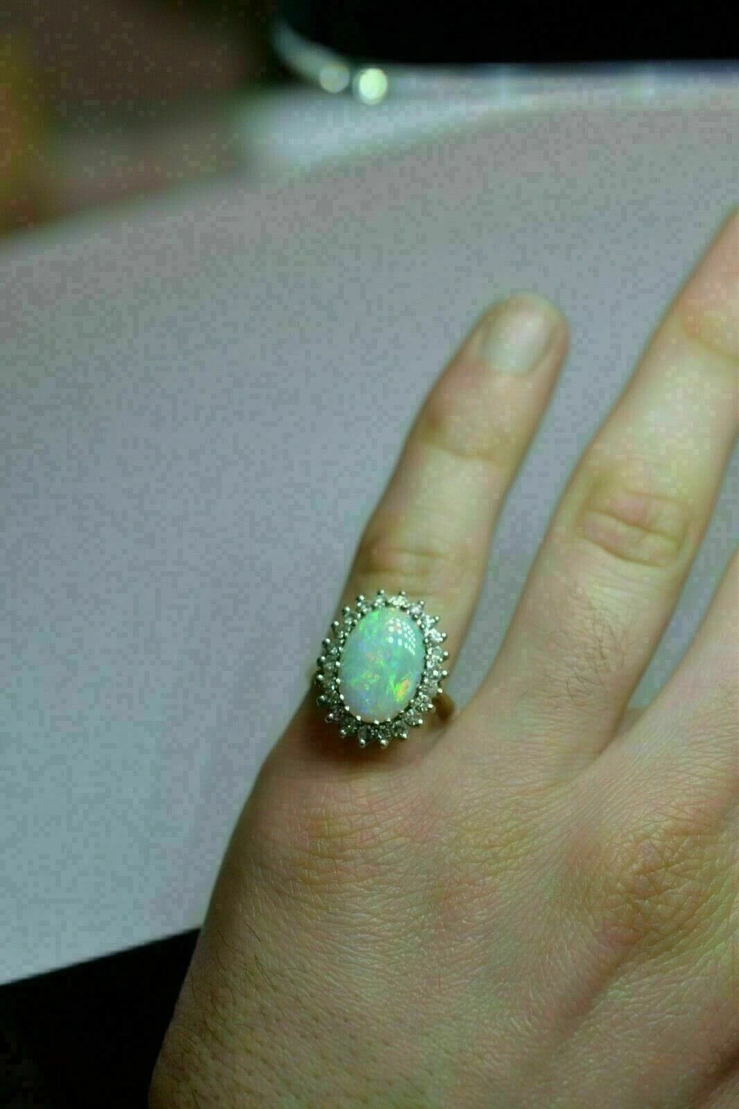 Natural 2.50Ct Oval Fire Opal Engagement Halo Ring 14K Yellow Gold Silver Plated