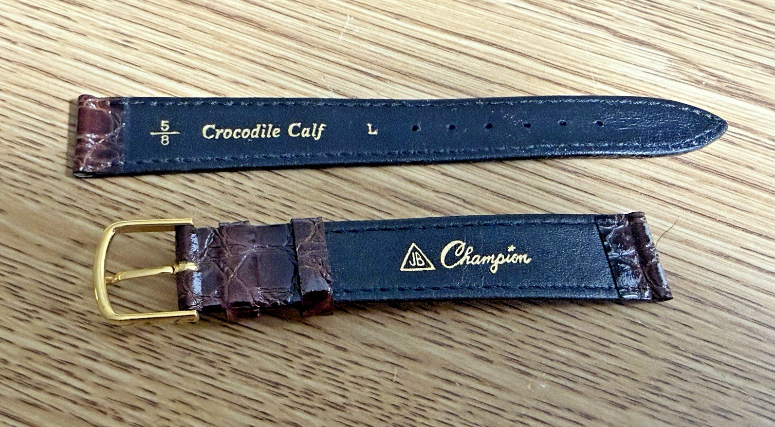 Vintage NOS 1960’s (5/8″) 16mm Brown Crocodile Calf Leather Watch Band