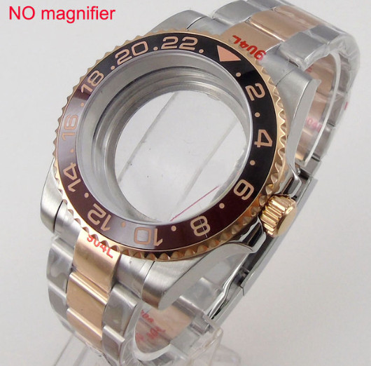 40mm Two Tone Rose Gold 20ATM Diver Watch Case fit NH35 NH34 NH36 ETA2824 PT5000