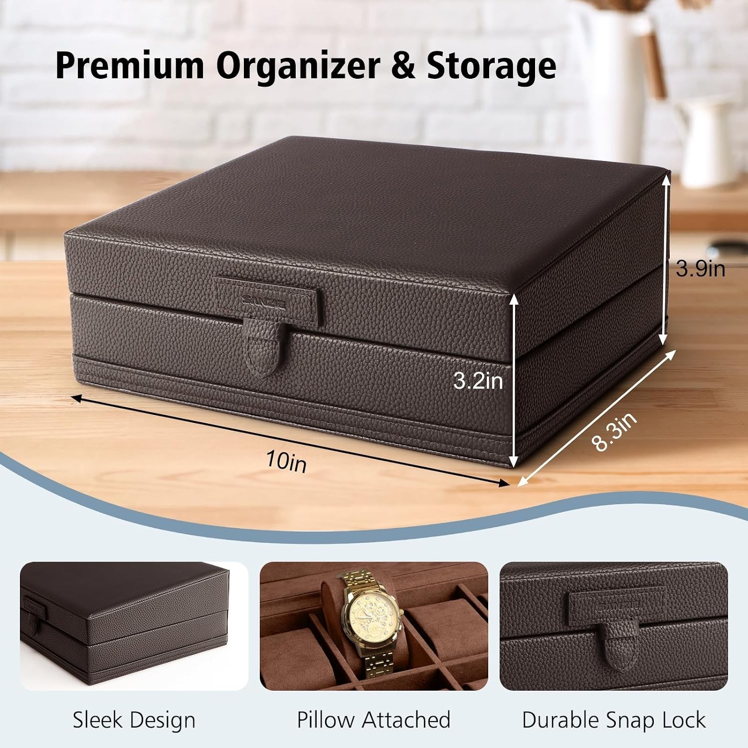 Quality 8-Slot Watch Box with Removable Pillows – Ideal Men’s Accessory