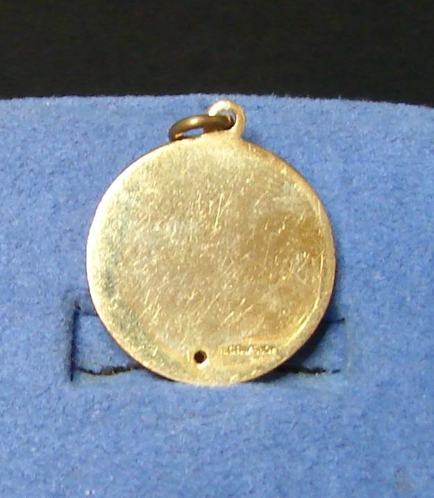 Vintage Round 1/5 10K & Sapphine Blue Enamel Company Pendant Charm