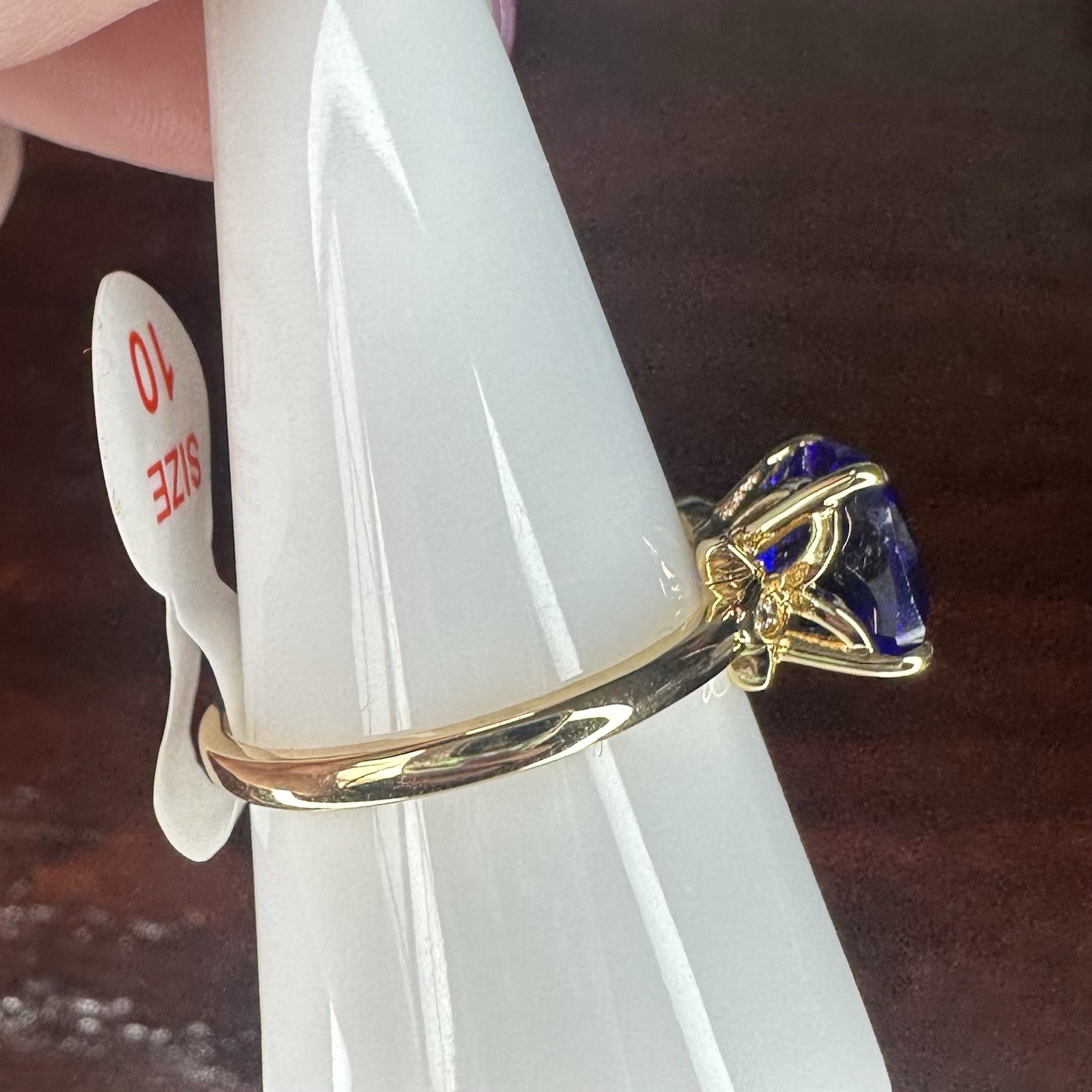 Bomb Party Ring- 2939- Lab Created Tanzanite- Size 10- Yellow Gold Plated- READ
