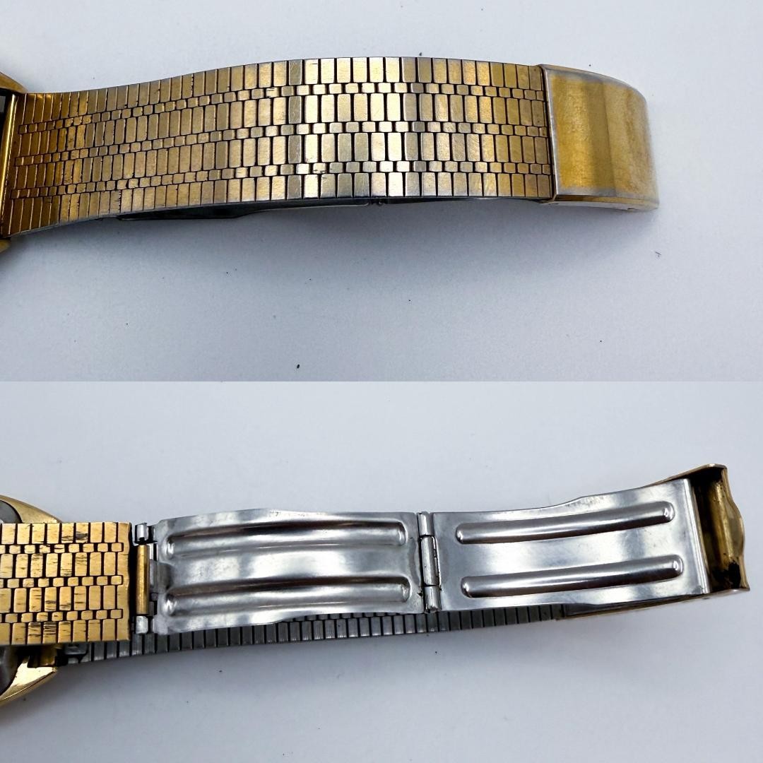 Seiko 4842-5100 Quartz Mens Wristwatch Gold Dial 31.9mm 17.5cm Running Photo