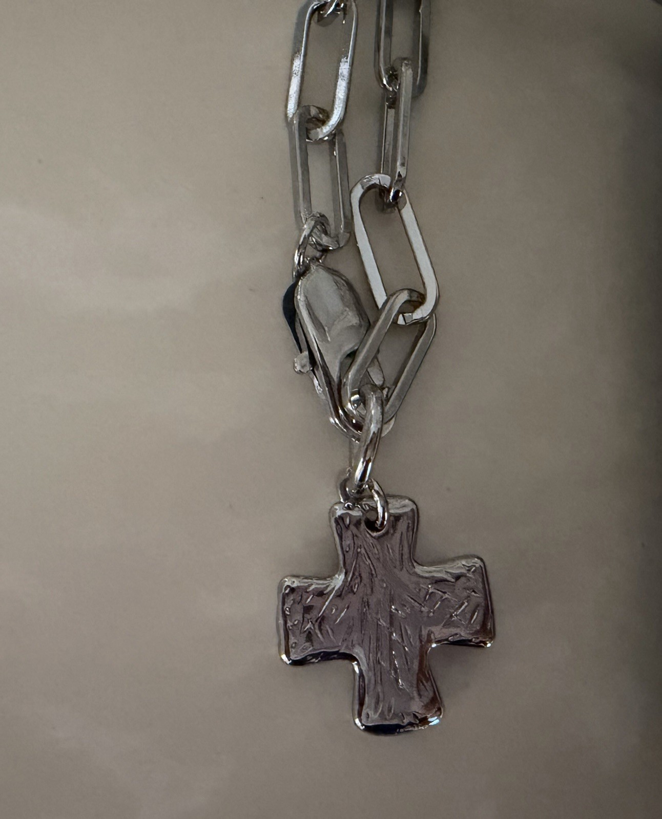BoRuo 18″ Sterling Silver .925 Paperclip Link Chunky Cross Necklace New
