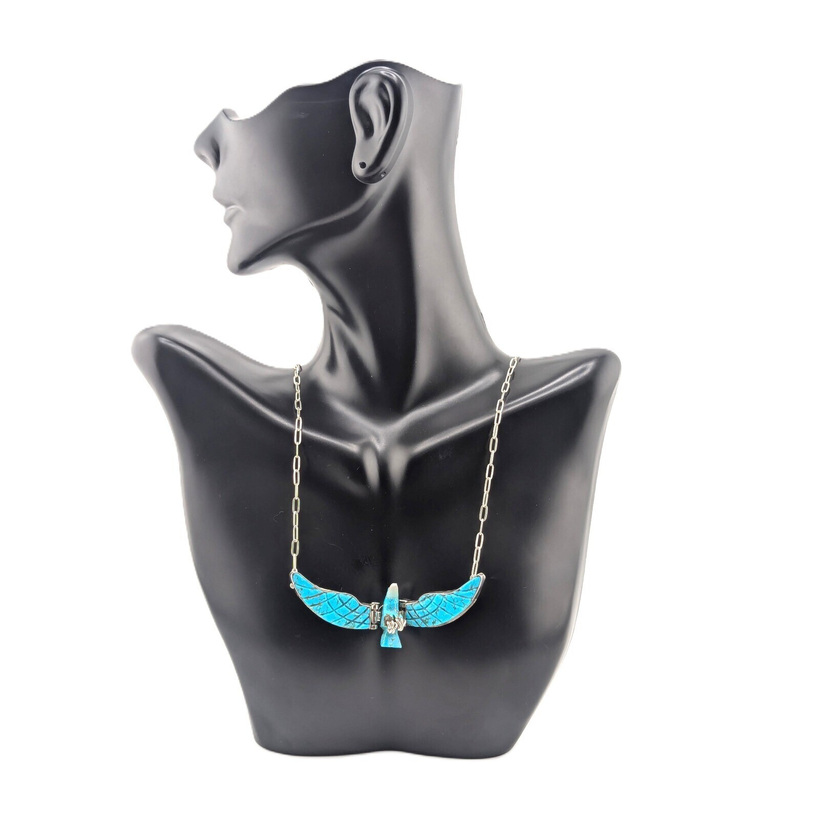 Navajo Necklace Native Am Jewelry Turquoise Bald Eagle Design***