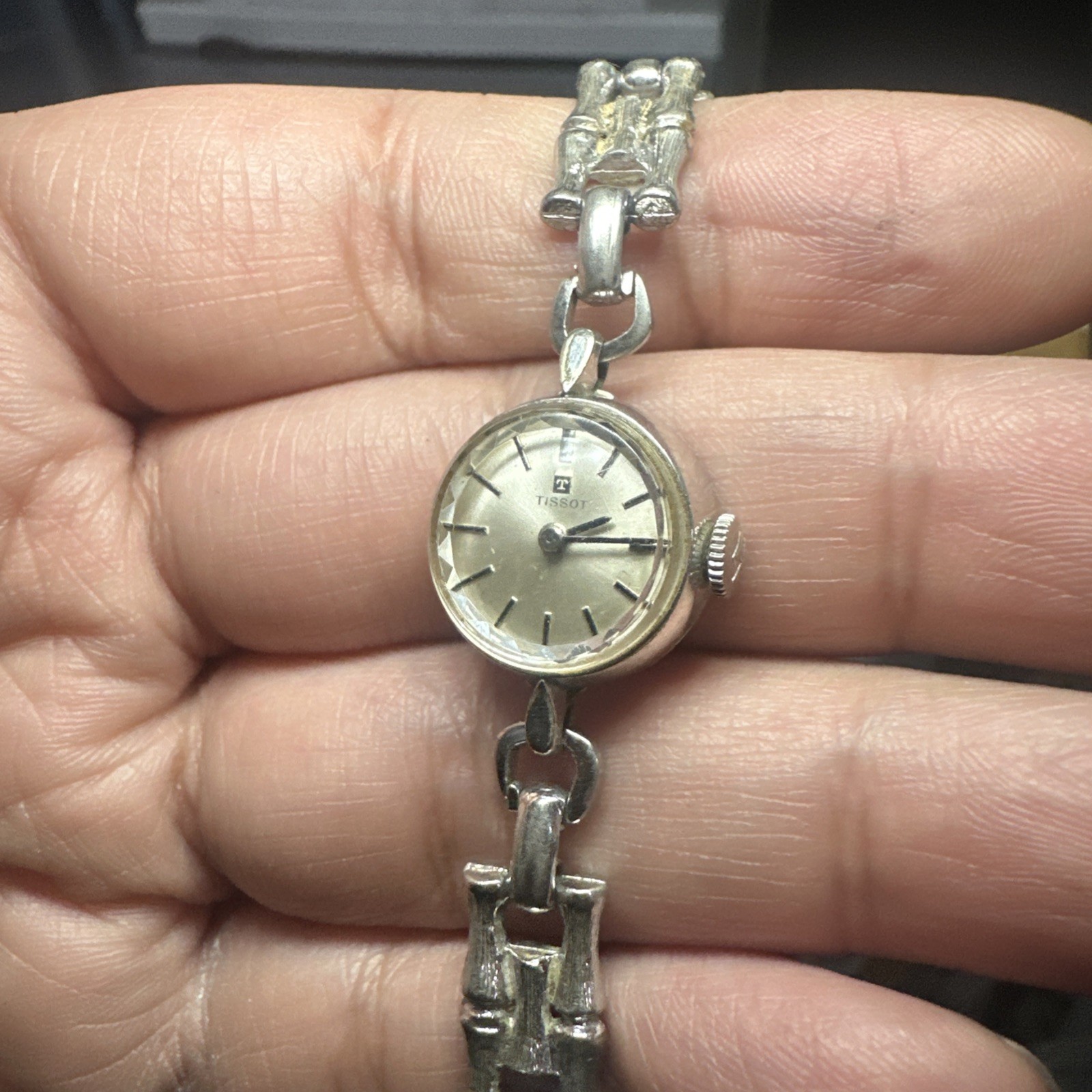 Working VTG Tissot Ladies 10K RGB Silver watch 16mm Manual Wind Fit 6in Rare Run