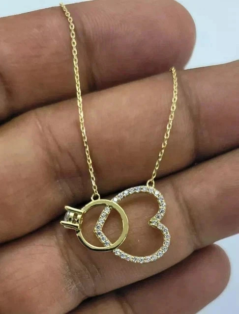 Wedding Gift For Women 14K Yellow Gold Plated 2Ct Real Moissanite Pendant