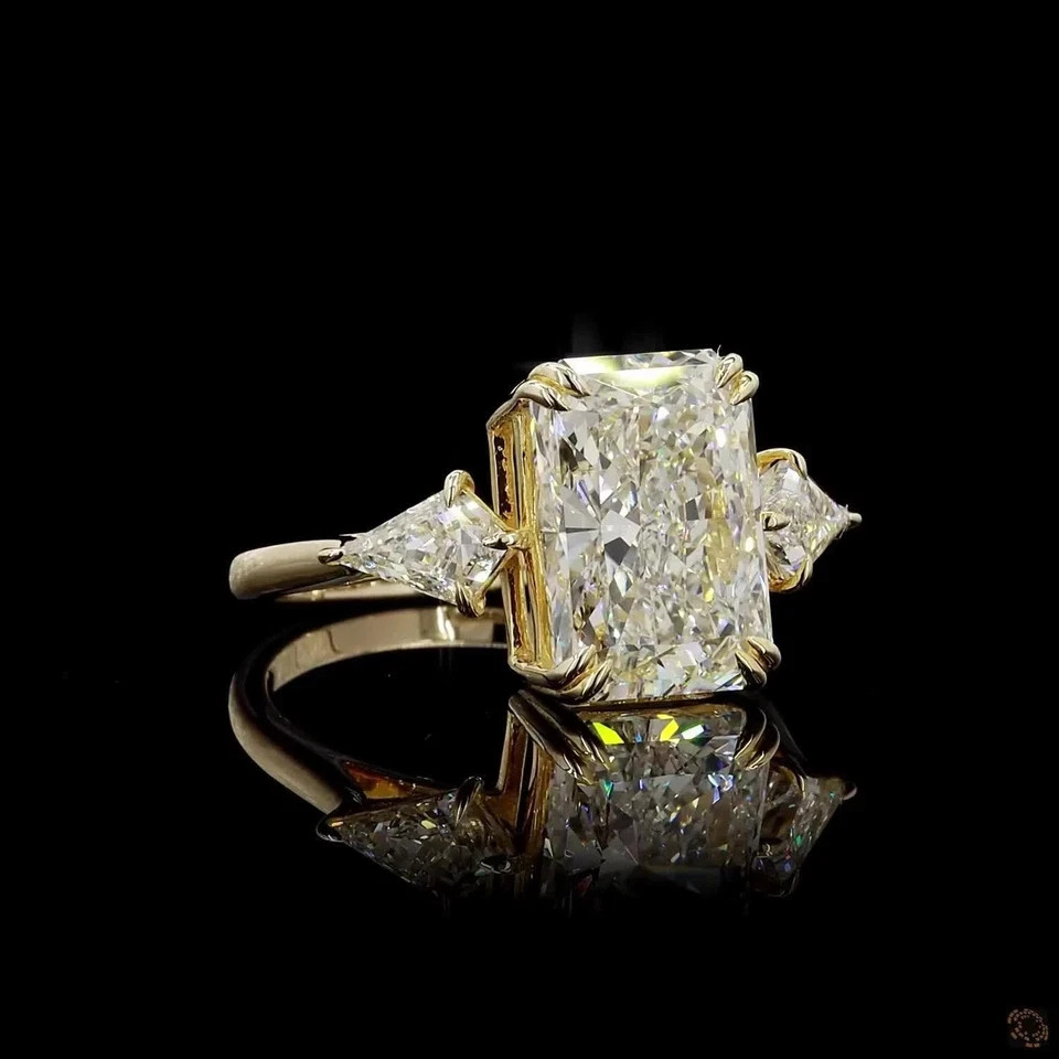 IGI 3 Ct Radiant Lab Grown EF/VS1 Diamond Women Engagement Ring 14K Yellow Gold