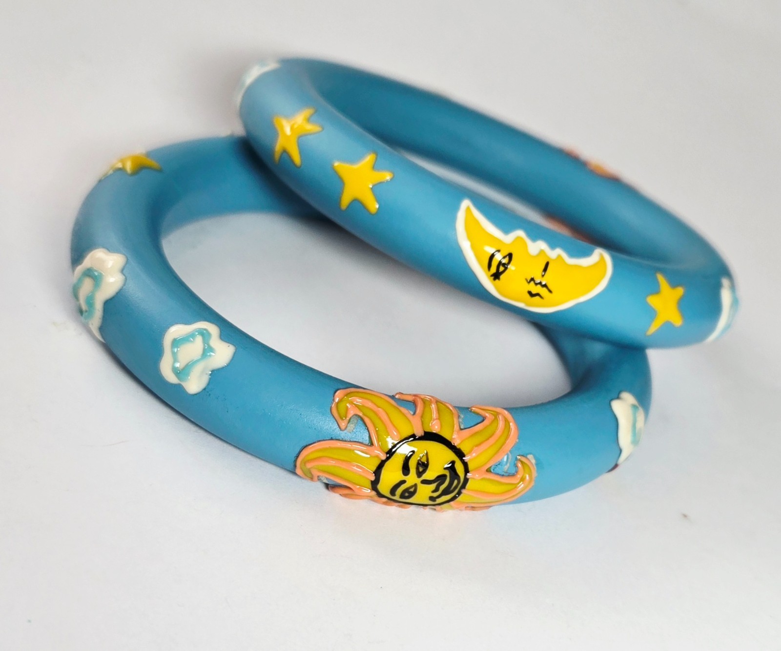 Bulk Lot Treasure Lot Blue Wood bangles Jewelry Small Bag 30 pcs Goodie Bag