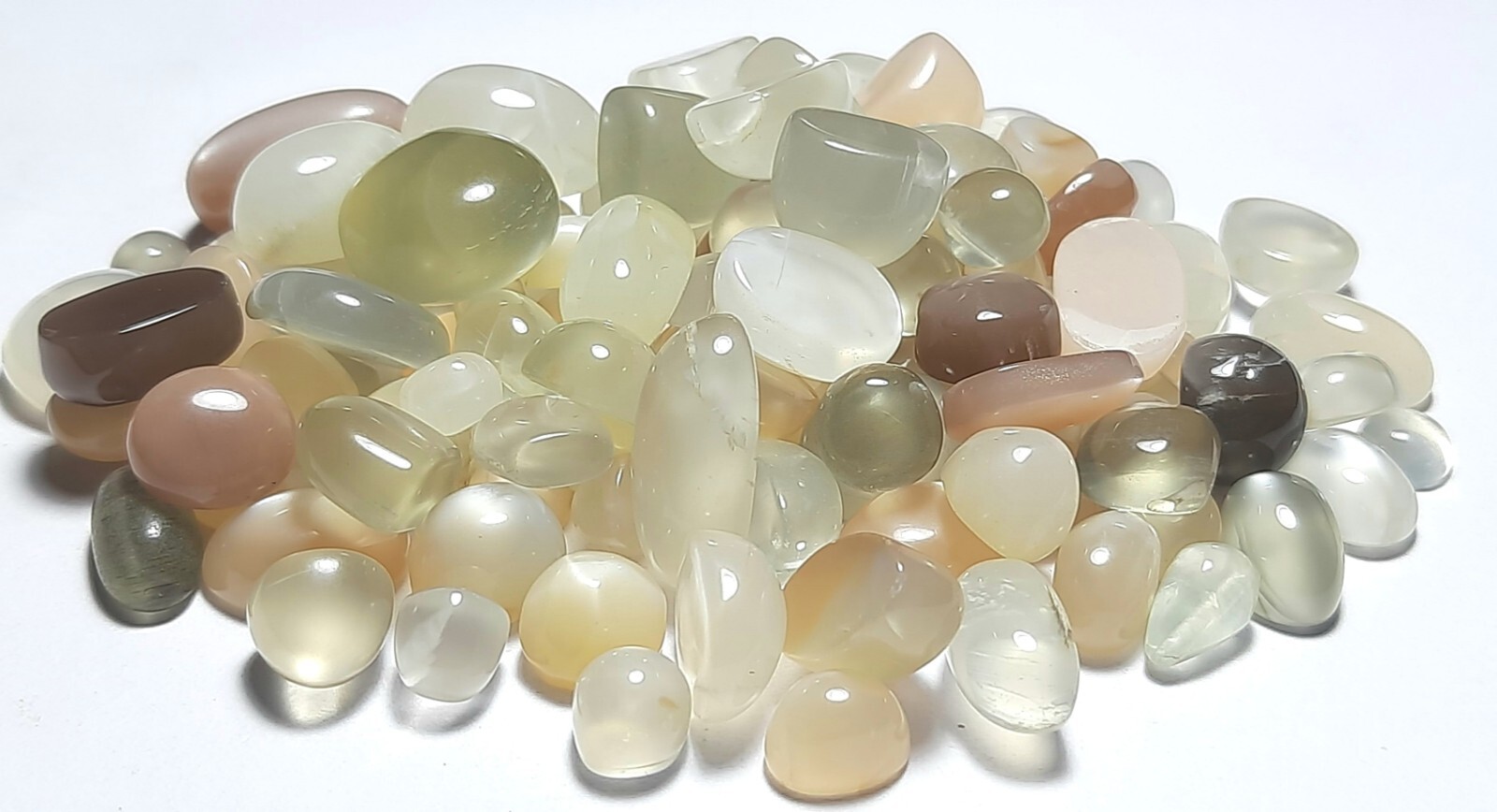 White Grey Peach Chocolate Moonstone Mix 100 Carat Lot Cabochon Free Shipping