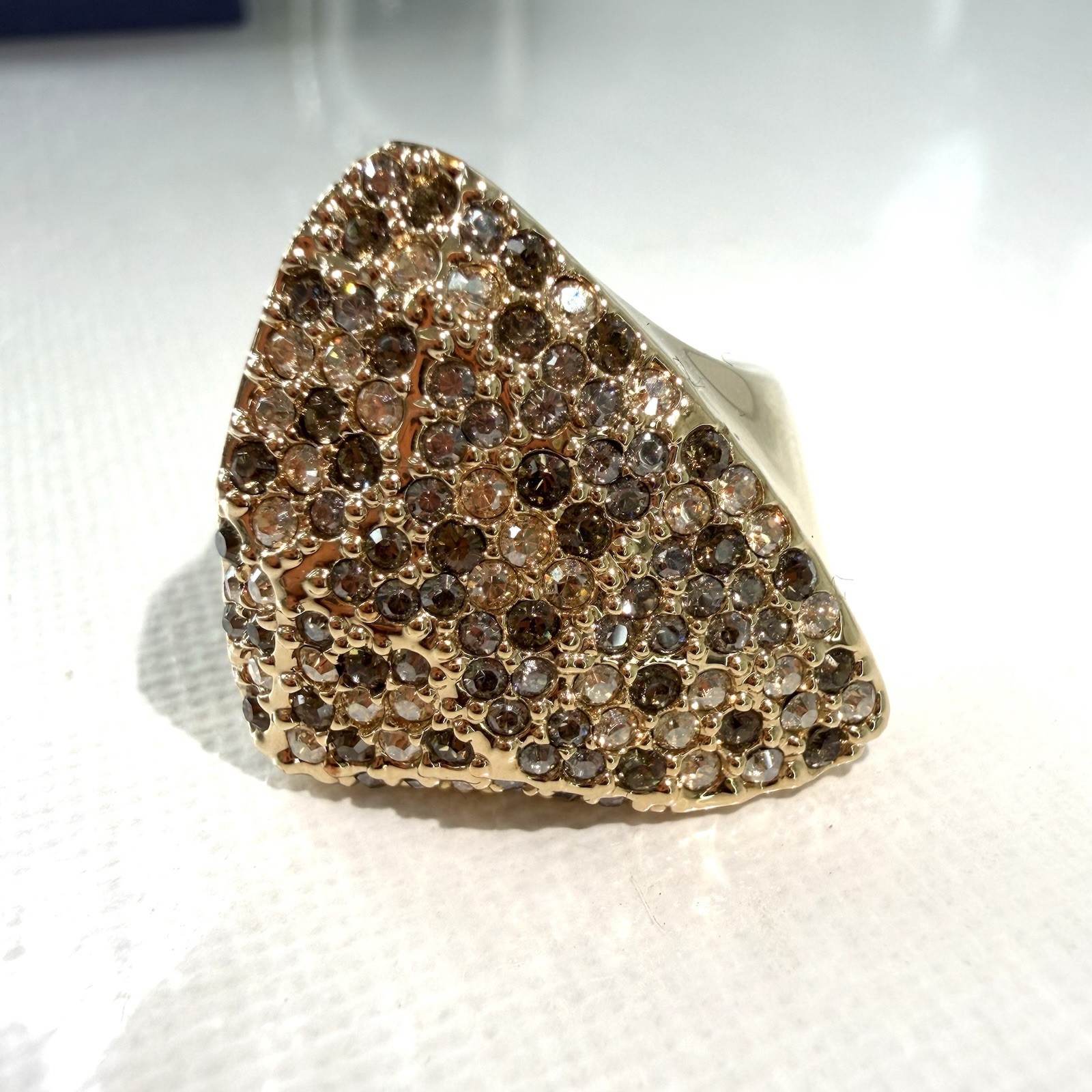 Swarovski Ring Gold Tone Crystals Size 58 P 1/2 Vintage In Box