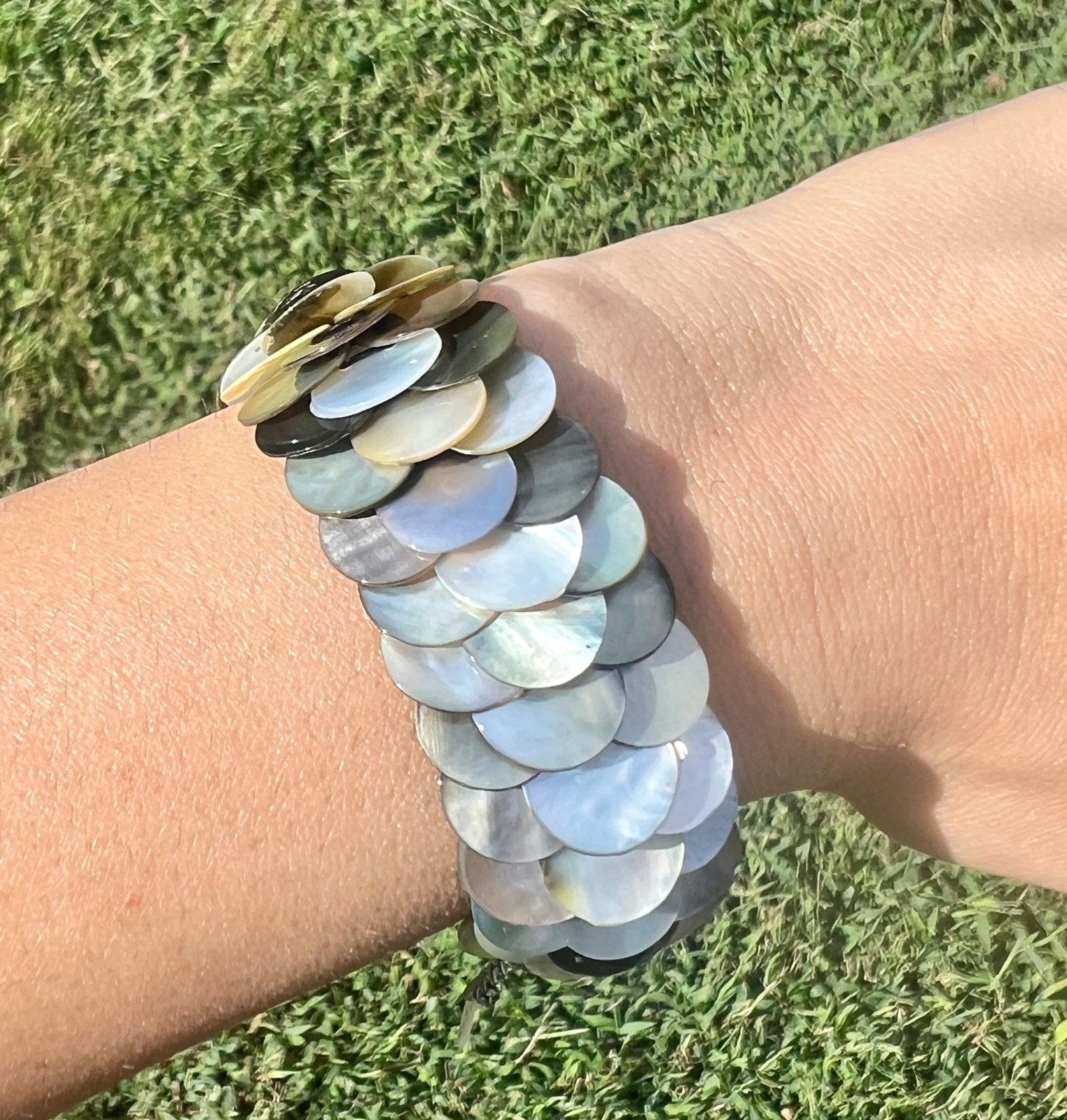 Shell Mermaid Bracelet 8¾” L x 1″ W Boho Mother of Pearl Jewelry | $25