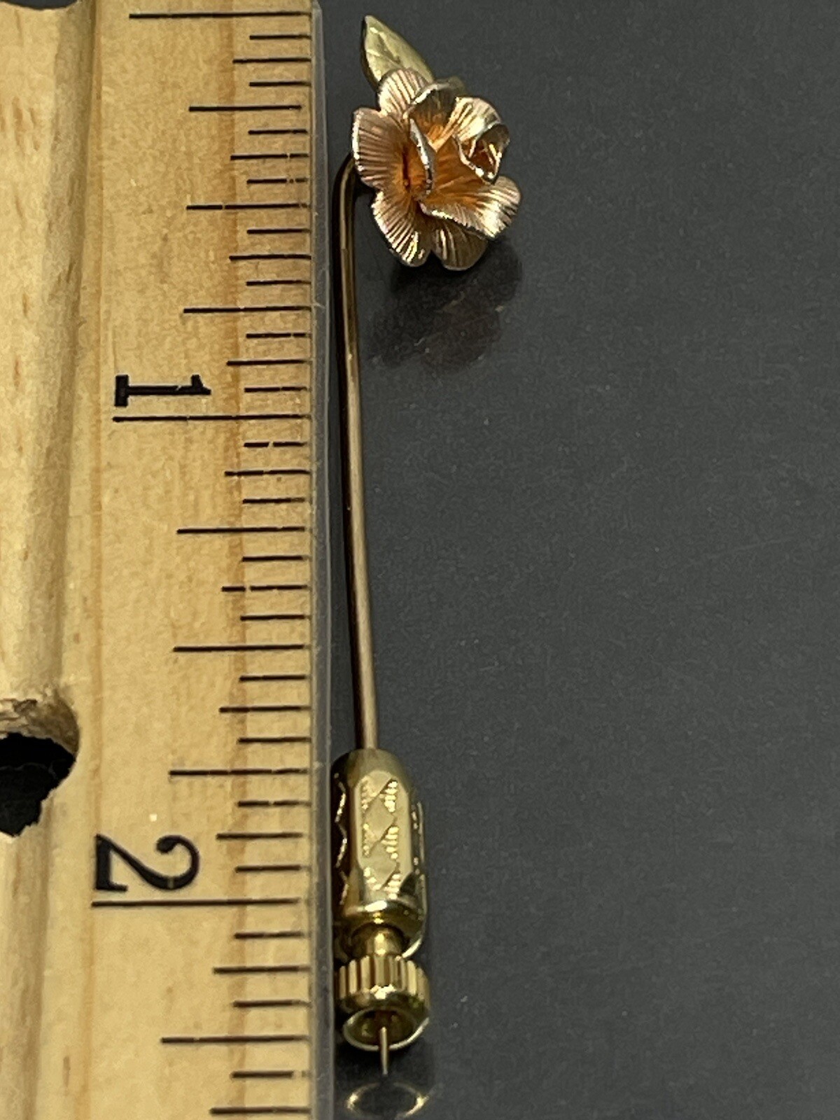 Vintage Krementz Stick Pin Flower 14k Yellow And Rose Gold Plated 2.3in Signed✨