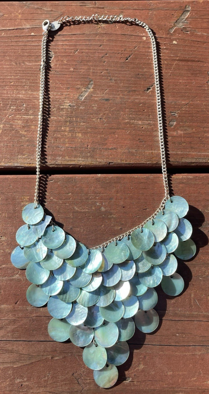 Necklace Turquoise Blue Round Fashion Circle Discs Bib Collar Statement Fringe
