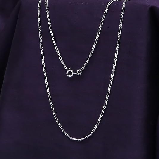 1.90mm Figaro Link Chain Necklace for Women and Men in 925 Sterling Silver