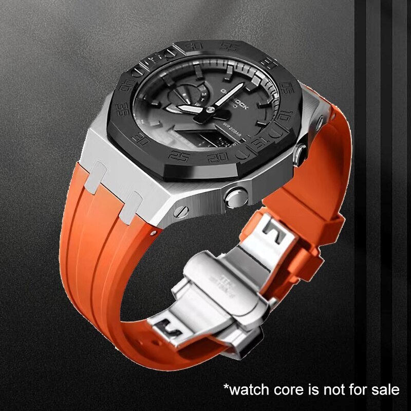 Steel Dial Bezel Mod Kit Case Band for G-Shock GA-2100 GA2110 Metal Rubber Strap