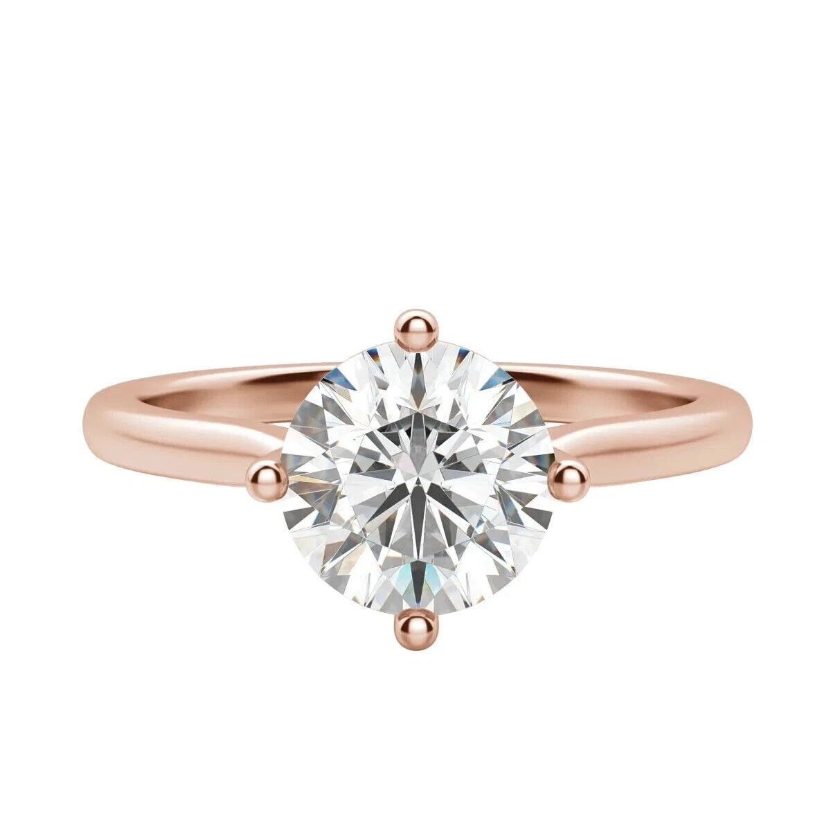 14k Rose Gold Lab Grown Diamond Wedding Ring 2 Carat Round Cut IGI E F VVS CVD