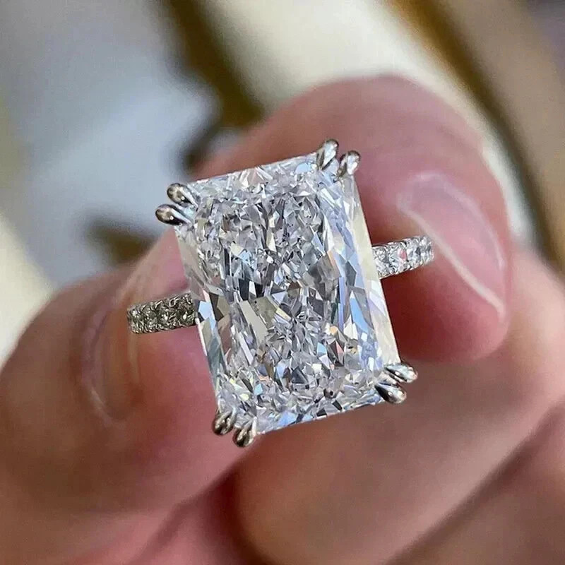 4Ct Radiant Cut Lab Created Diamond Engagement Ring 14K White Gold Finish