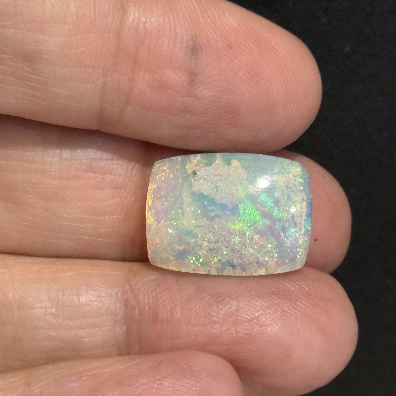 6.5ct 17.2×12.6×5.4mm Stardust Galaxy Ethiopian Welo Opal Cushion Cabochon Gem