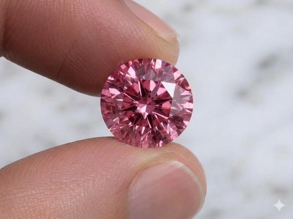 2.10 Ct Pair Loose Pink Moissanite Diamond Round 8.40 mm FL Clarity Certified