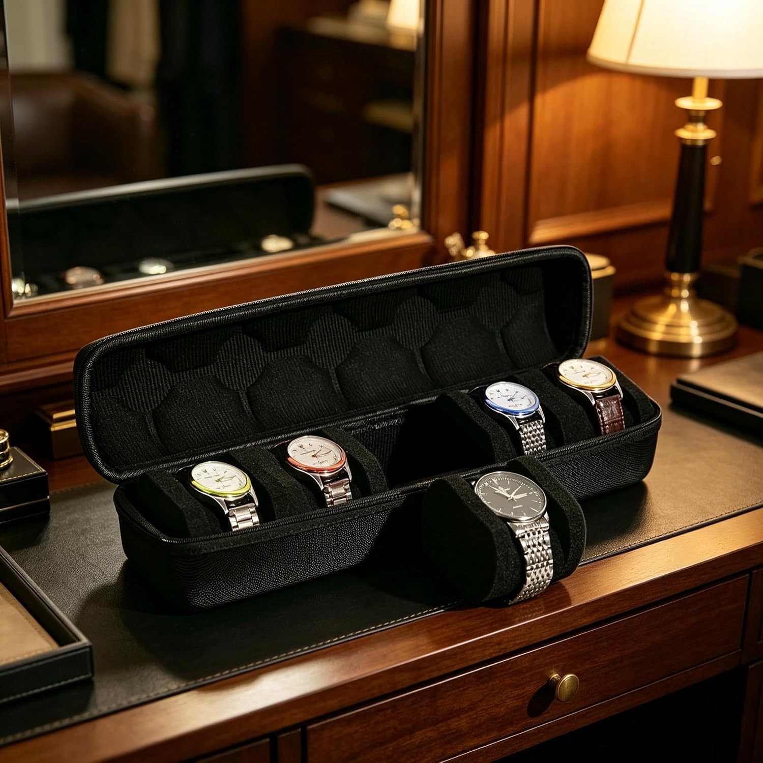 Travel Watch Storage Case 5 Slot Watch Organizer Box Portable Protective Holder