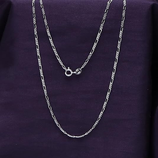 1.90mm Figaro Link Chain Necklace for Women and Men in 925 Sterling Silver