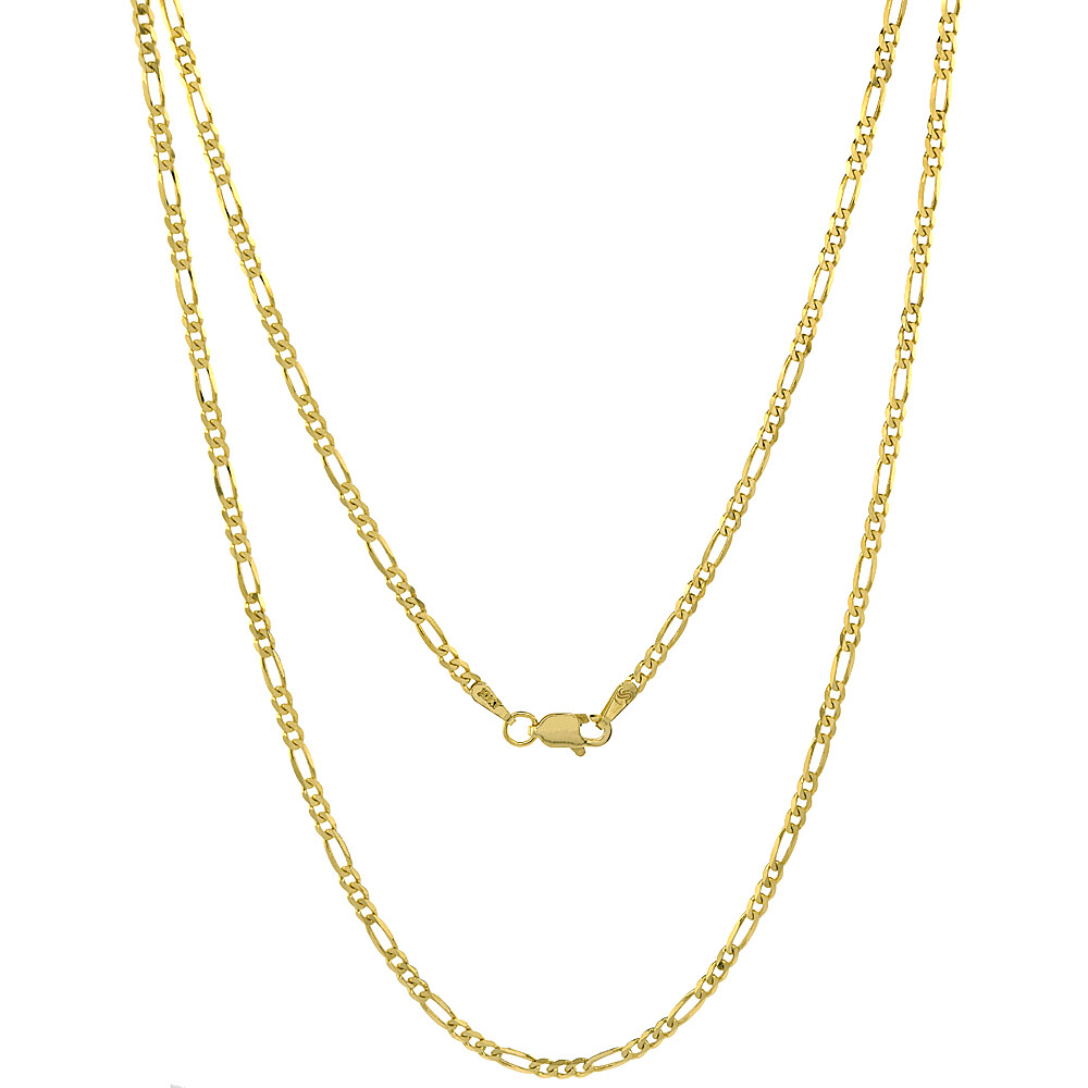10k Solid Yellow Gold Figaro Chain Necklace 2.23mm-10.25mm Sz 16-30 Inches