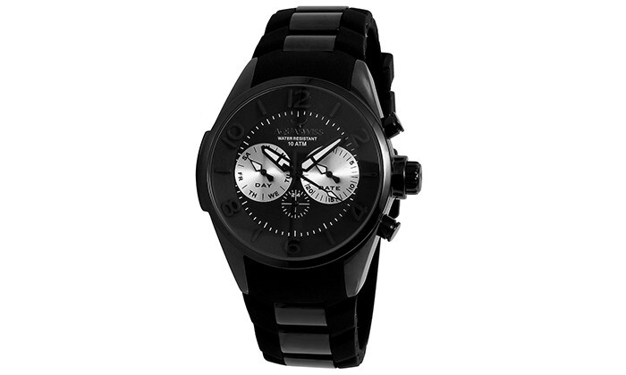Aquaswiss Man’s Watch, Black and Silver Water Resistant Rubber Strap TR805018