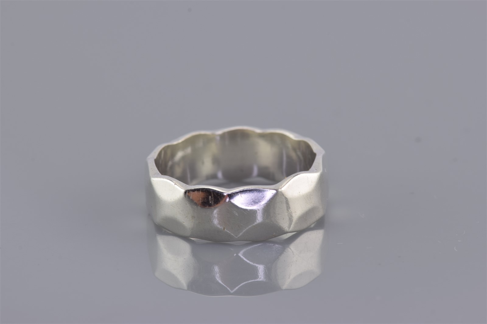 Sterling Silver 6mm Scalloped Angle Textured Band Ring 925 Sz: 6