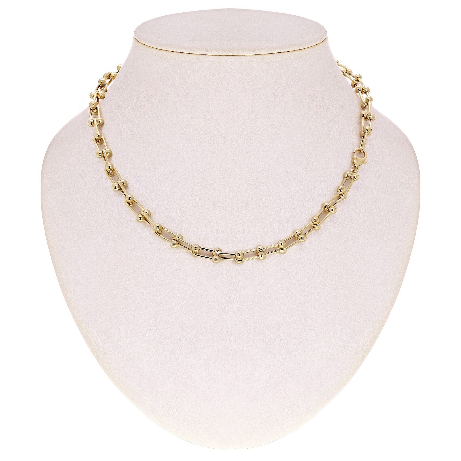 Italian 14k Yellow Gold Semi-Solid U-Link Chain Necklace 17.75″ 8mm 17.8 grams