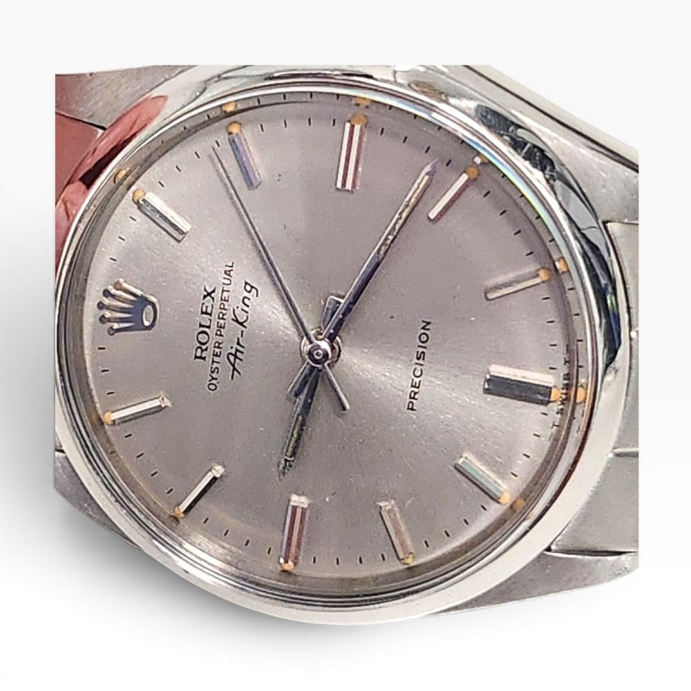 Full Set 1971 Rolex Mens Air King Precision 34 mm Steel Automatic Watch 5500