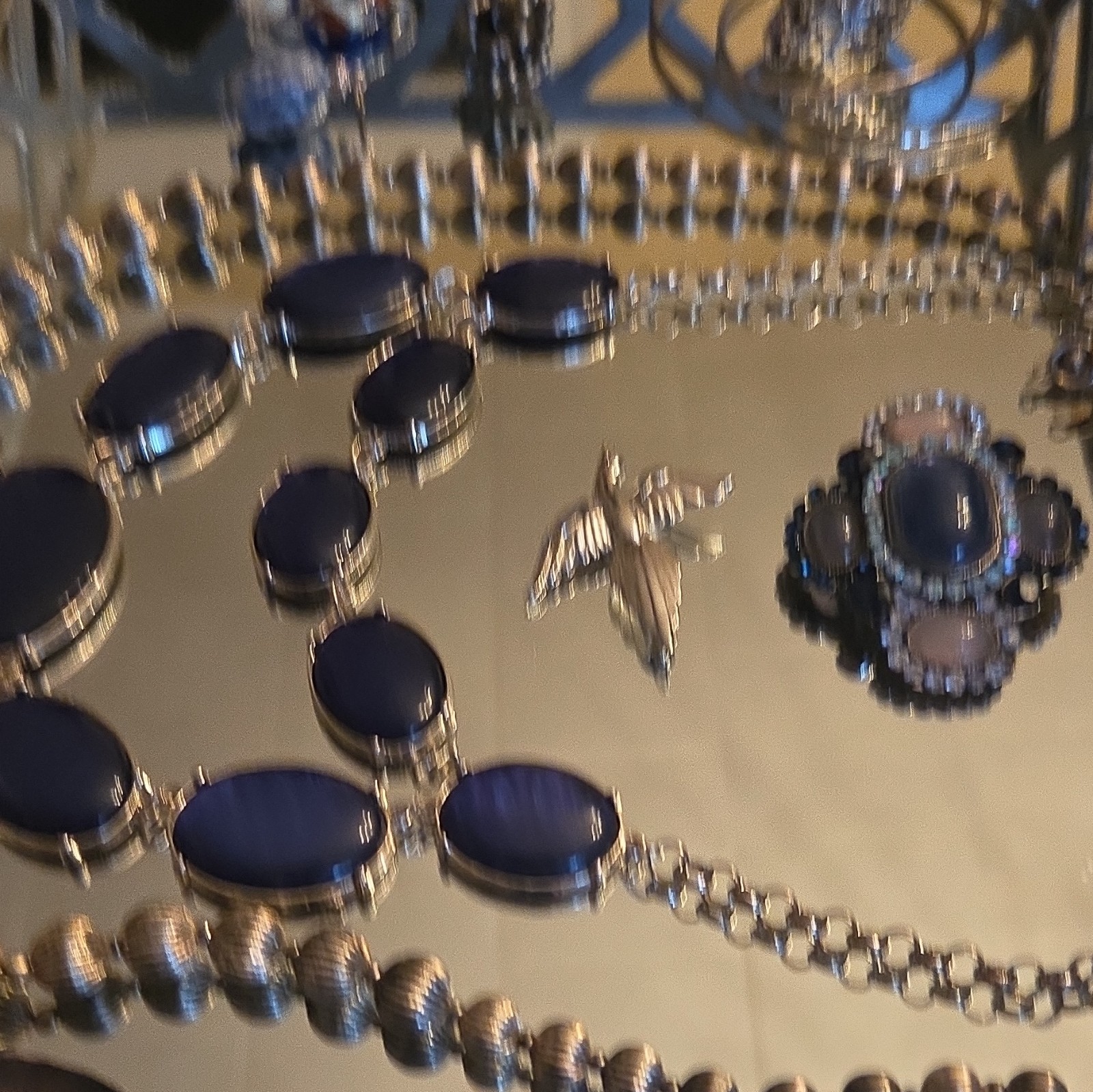 vintage 925 pin Jewelry Mixed Lot Necklace Bracelet Brooch Pin Blue compact