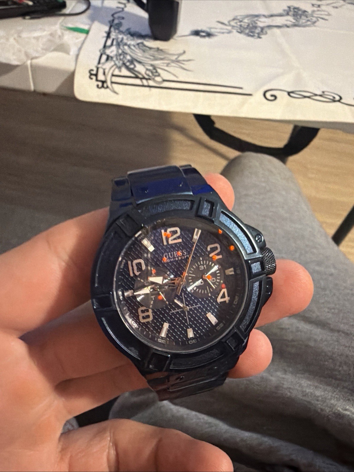 GUESS Men’s U0218G4 Rigor Iconic Blue Waterpro Multi-Function Watch