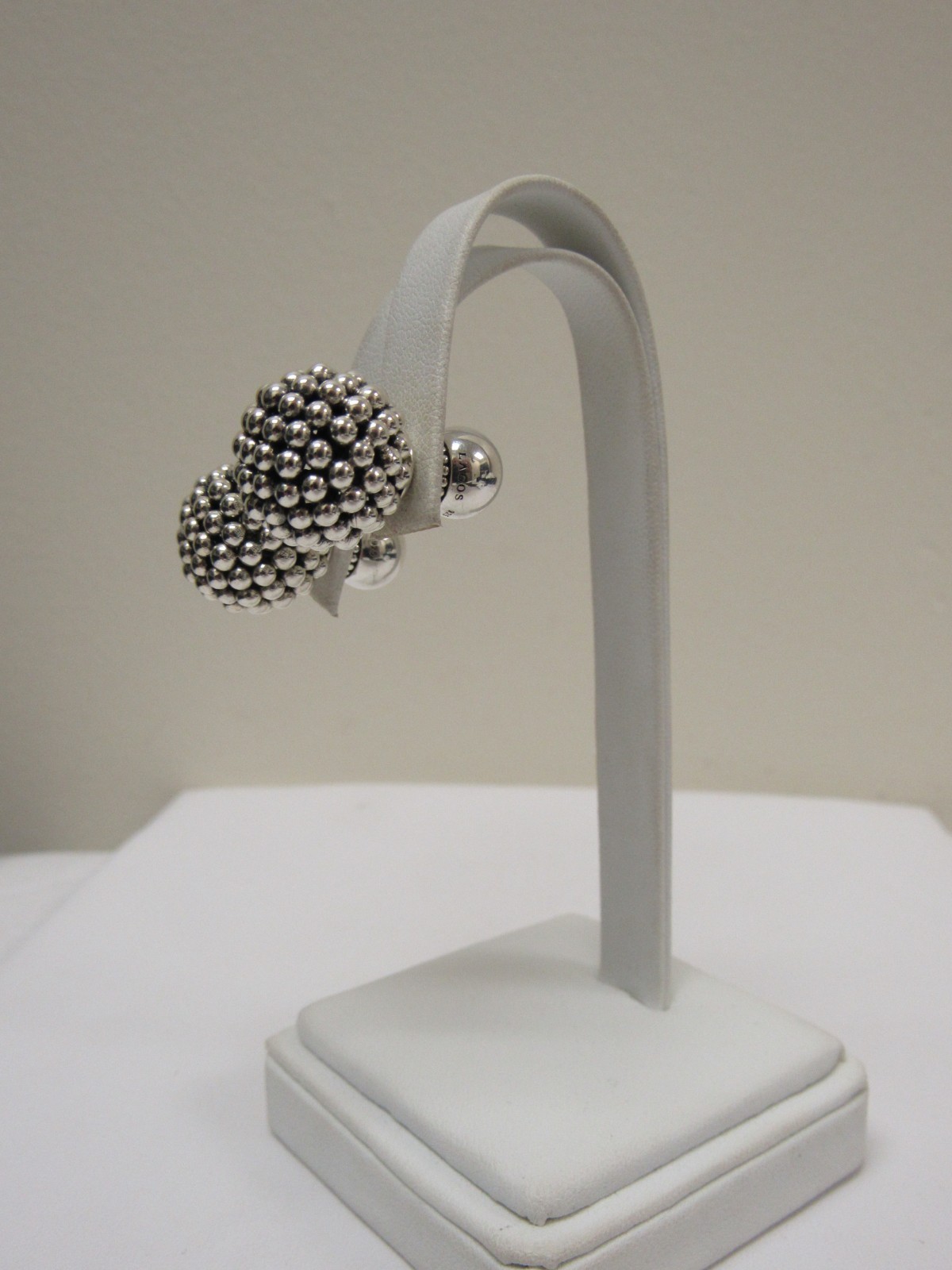 Designer LAGOS Sterling Silver Signature Caviar Double Ball Stud Earrings