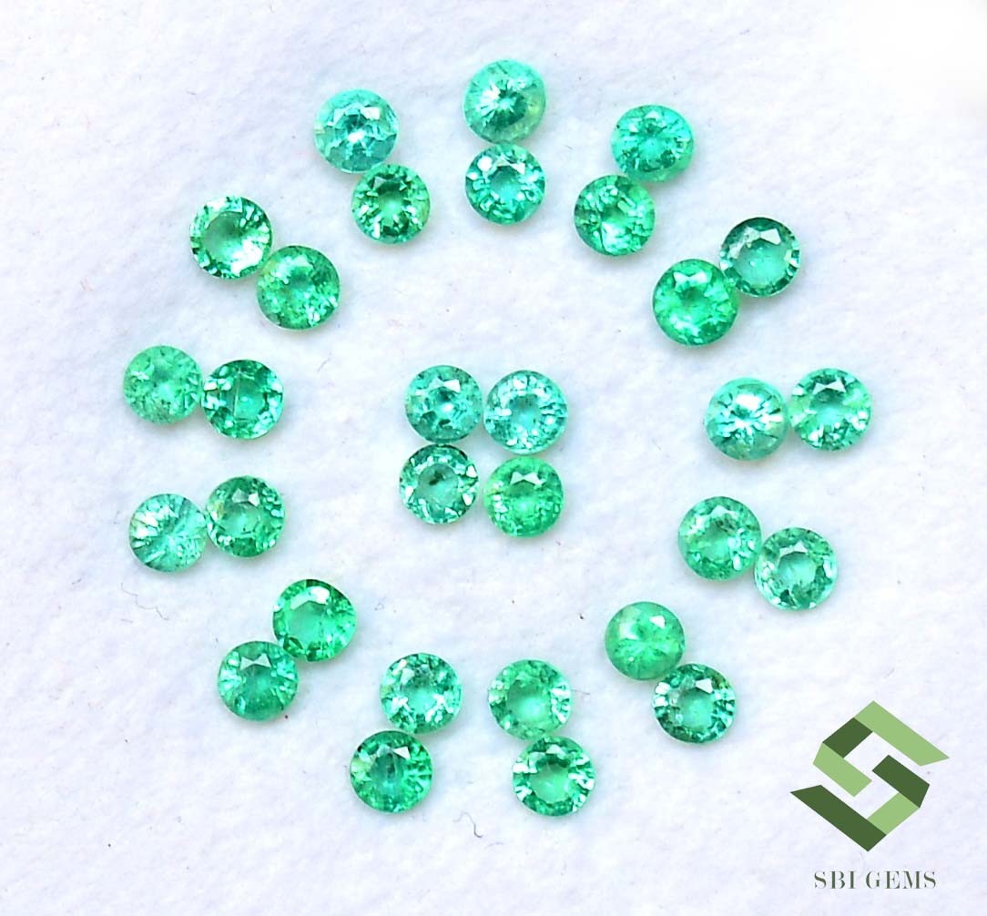 2.50 mm Natural Emerald Round Cut Lot 16 Pcs 1.01 CTS Zambian Loose Gemstones