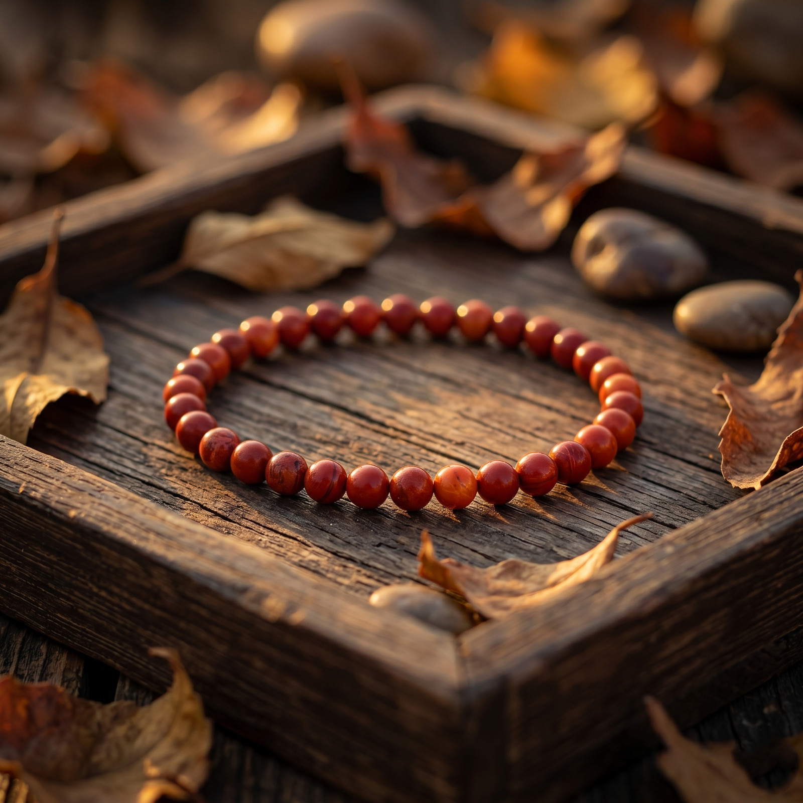 4mm Red Jasper Bead Bracelet Adjustable Macrame Grounding Healing Strength