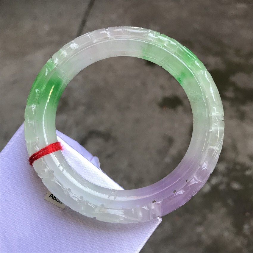 61mm Burma Natural Green Lavender Jadeite Jade Bracelet Emerald Jade Bracelet