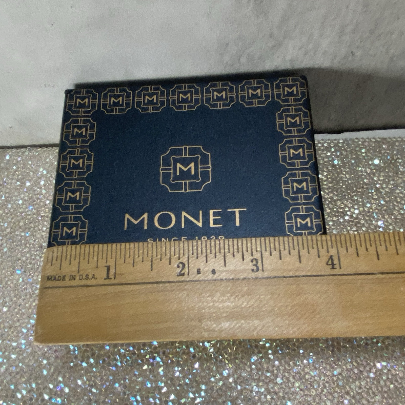 Monet Jewelry Gold Tone Crystal Necklace Earrings Gift Box Set NEW in Box
