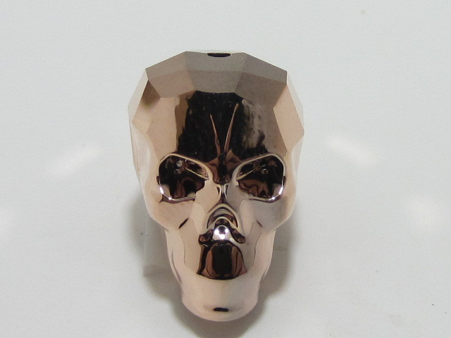 2 Pcs. 13mm SKULL BEAD ROSE GOLD 2x European Rhinestone