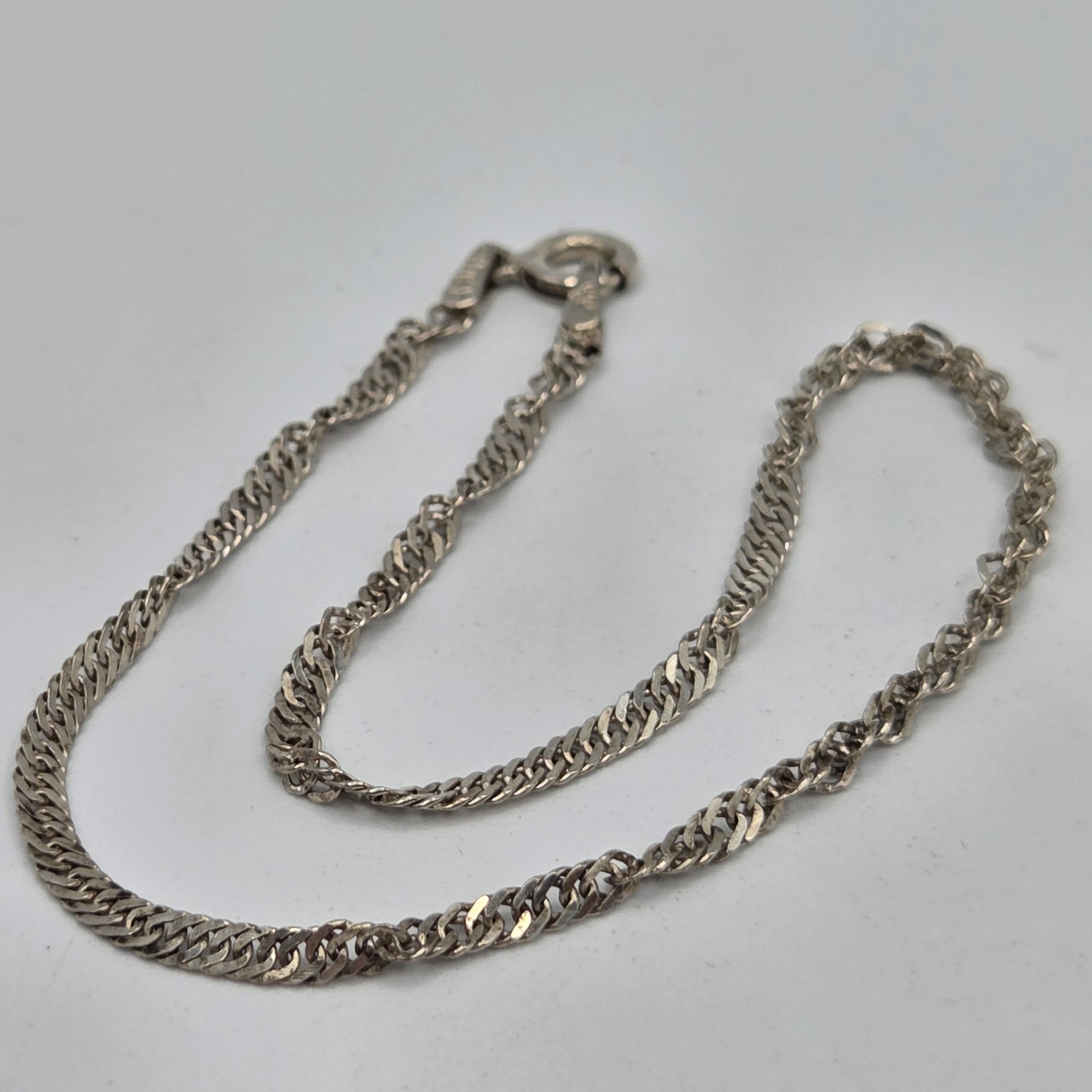 Vtg IBB Italy 925 Sterling Silver Singapore Twist Chain Anklet Bracelet 8.5″