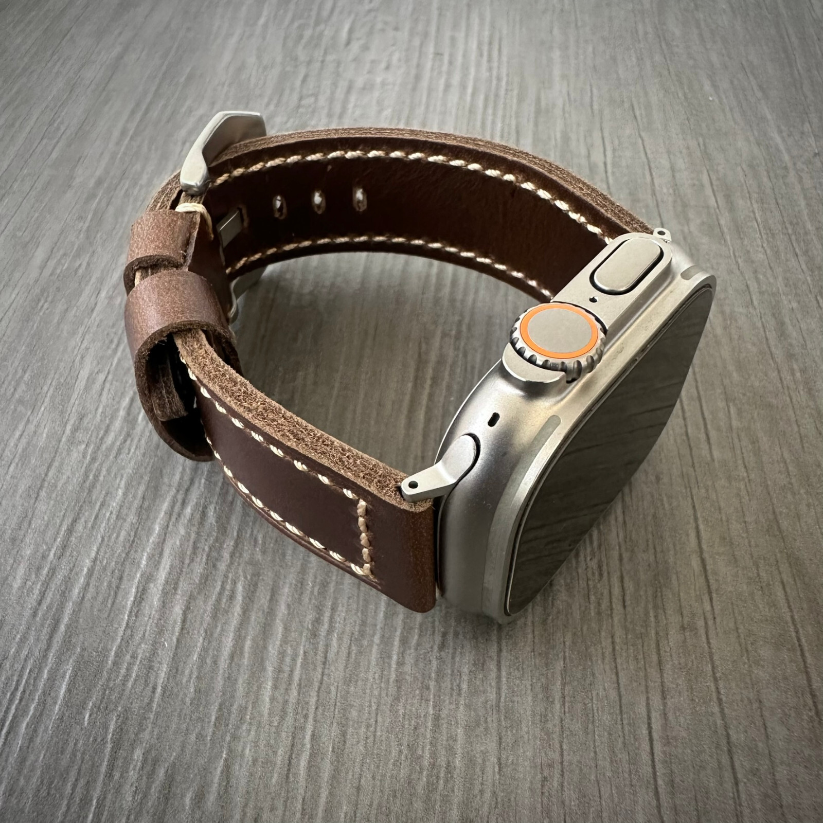 Dark Brown Leather Watch Strap Band For NEW Apple watch Ultra 1 2 49mm