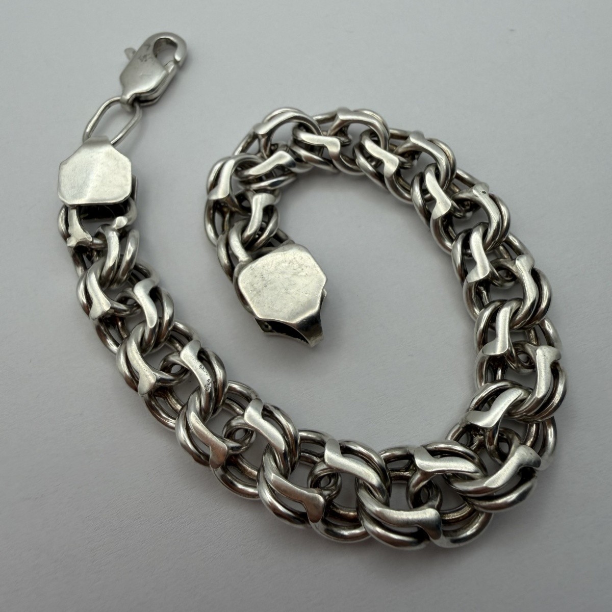 Vintage Heavy Sterling Silver Bismarck Bracelet Handmade Men’s Oxidized 20cm